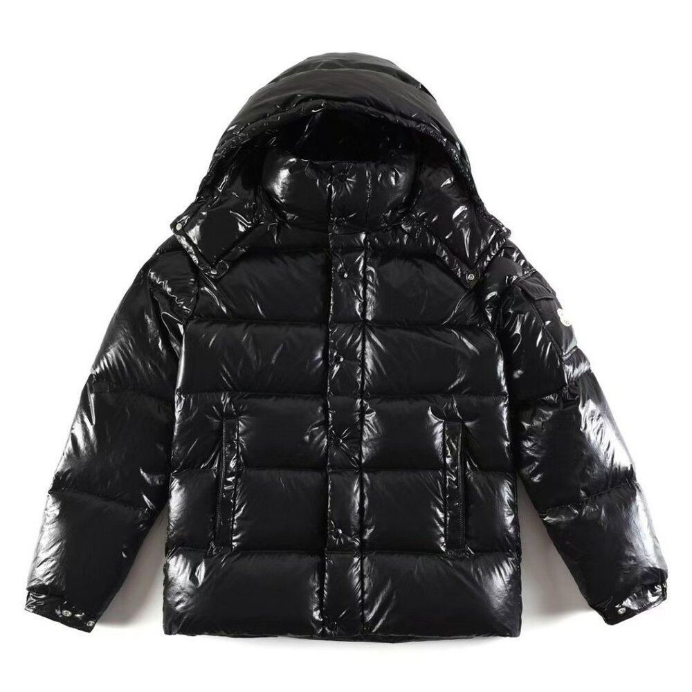 Moncler Black Shiny Puffer Jacket - 70th Anniversary Edition, Hooded Down Coat
